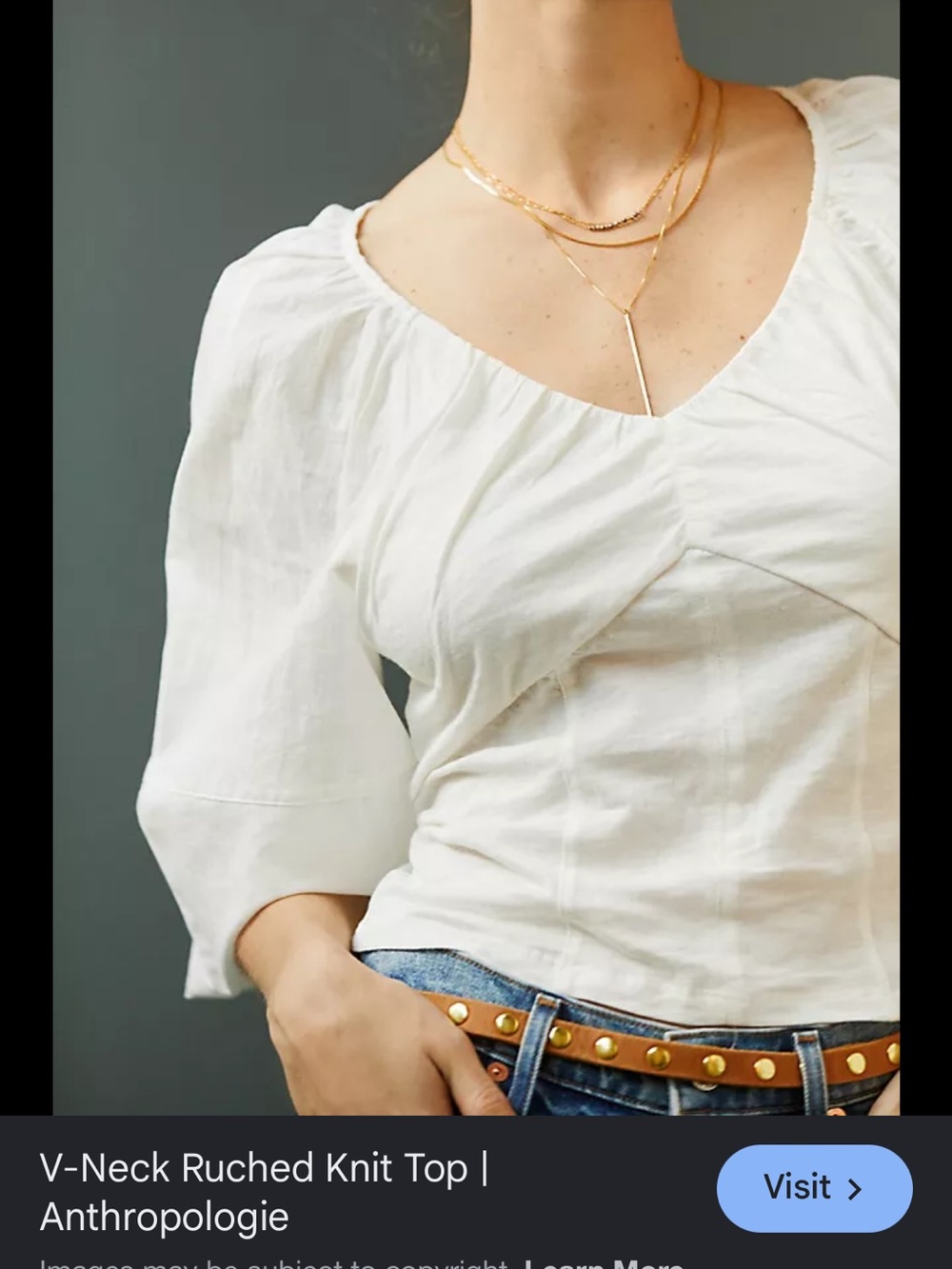Anthropologie Cotton On Cream Blouse with V-Neck